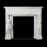 A good early 19th century carved white marble chimneypiece in the Greek Revival style In the man...