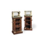 A pair of Regency mahogany, marble and parcel gilt low open bookcases Circa 1820 (2)