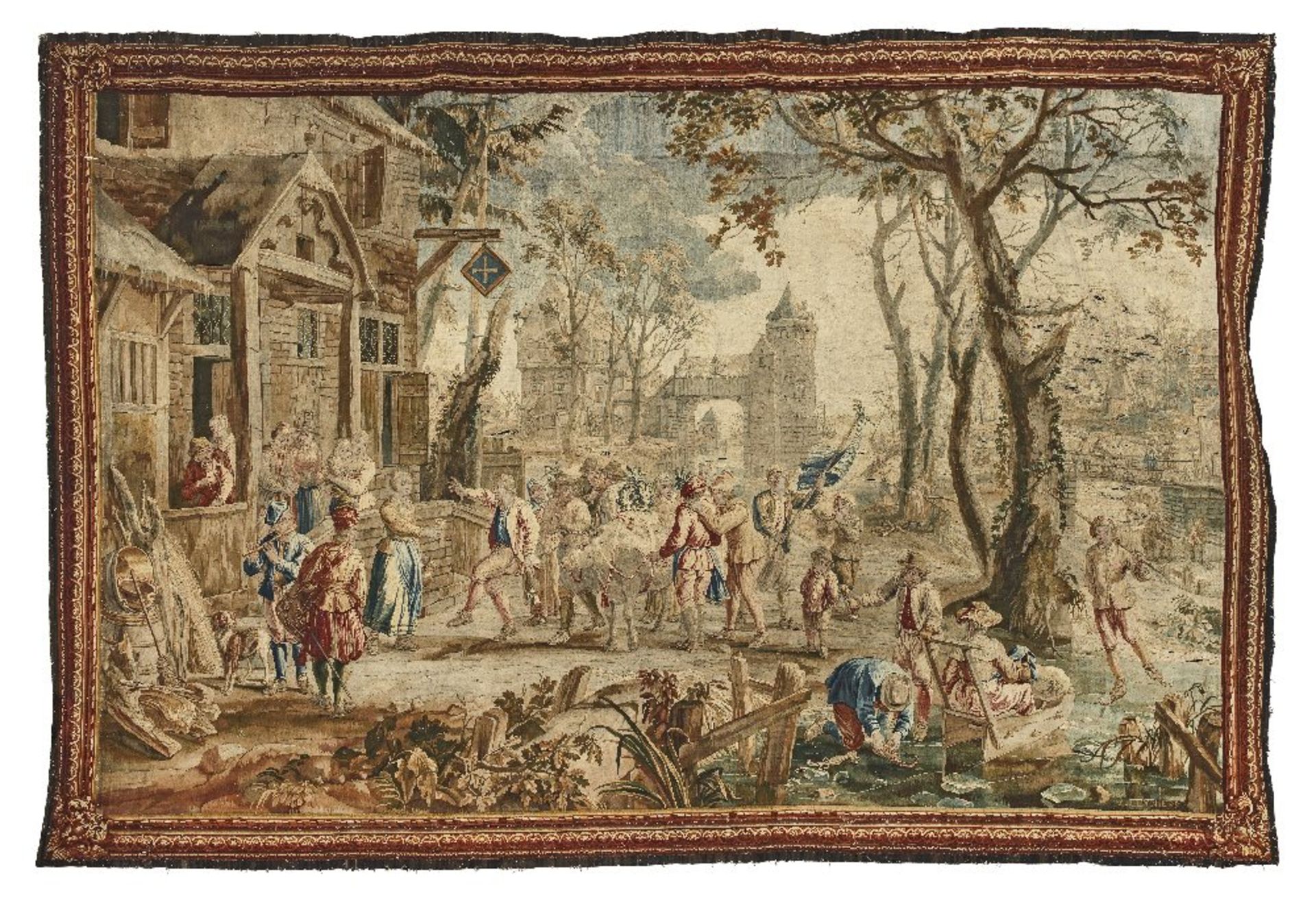 An impressive genre tapestry depicting 'The Procession of the Fat Ox' Flemish, circa 1730, afte...
