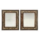 A pair of Peruvian or Mexican tortoiseshell and mother of pearl inlaid 'Enconchado' mirrors Appa...
