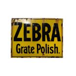 A Zebra Grate Polish enamel advertising sign,