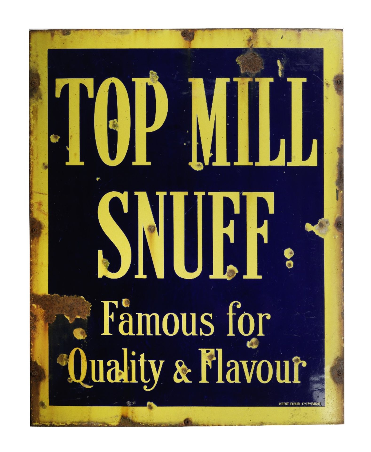 A Top Milll Snuff enamel advertising sign,