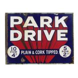 A Park Drive double-sided enamel advertising sign,