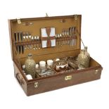 An impressive leather-cased picnic set for six persons by G W Scott & Sons, London, circa 1905,