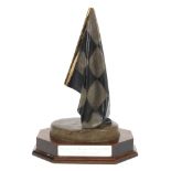 The 'Derek Bell Award' bronze chequered flag trophy, Italian,