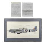 'In Memory of the Few', a framed limited edition print of a Supermarine Spitfire, signed by ten ...