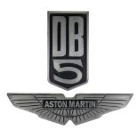 Two 'Aston Martin' and 'DB5' garage display emblems, ((2))