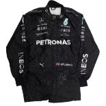 A signed replica Lewis Hamilton race suit, ((3))