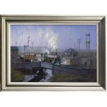 John Austin FGRA (British 20th Century), 'Black Five at Brickyard Crossing',