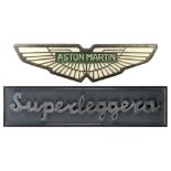 Two 'Aston Martin' and 'Superleggera' garage display emblems, ((2))