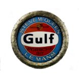 Two hand-painted 'Gulf Porsche Le Mans' commemorative roundels, ((2))