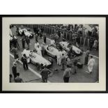 A large format startline photograph of Mercedes-Benz and Auto Union 'Silver Arrows' at the 1939 ...