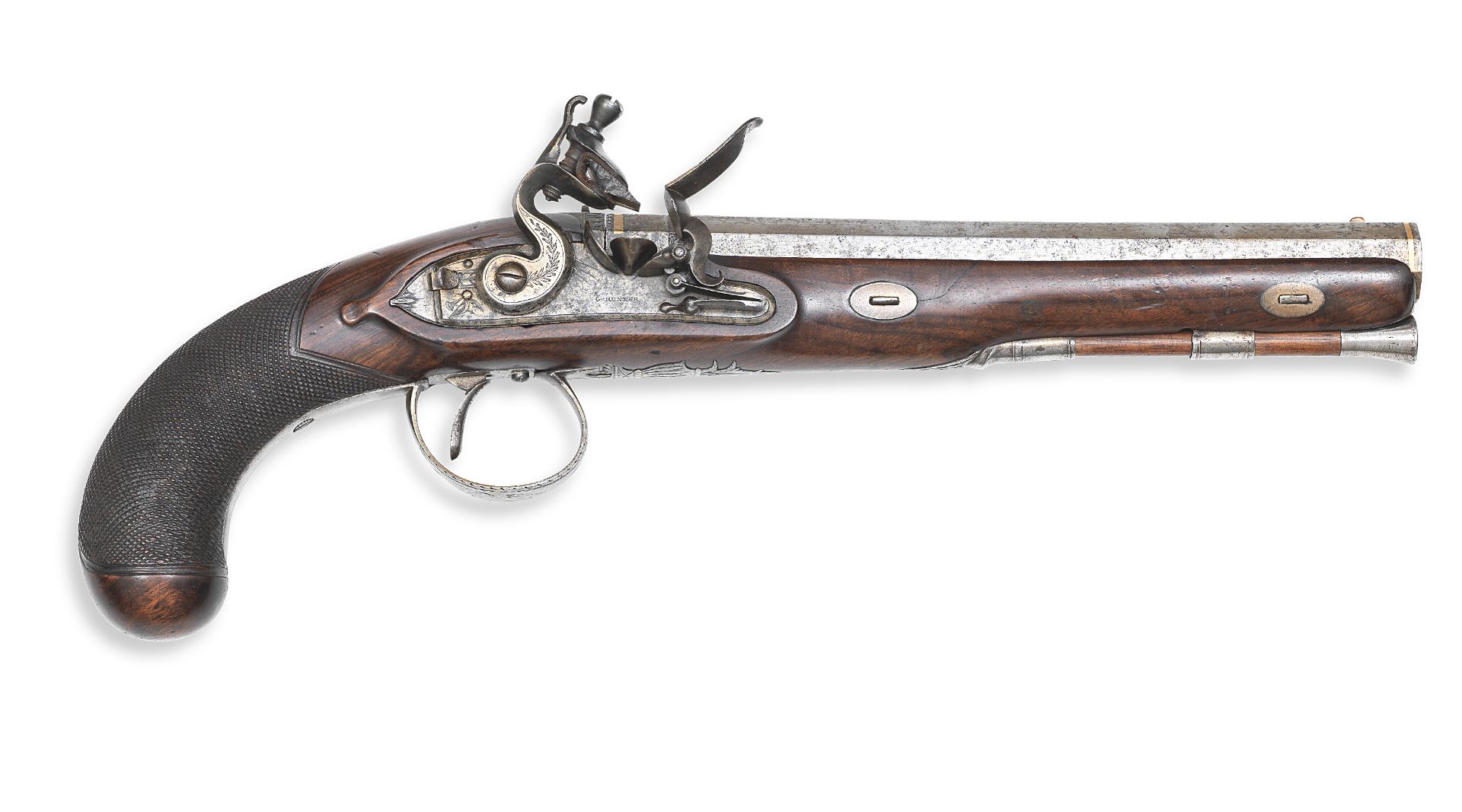A Scottish 20-bore flintlock dueling pistol by George Hunter