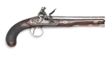A Scottish 20-bore flintlock dueling pistol by George Hunter