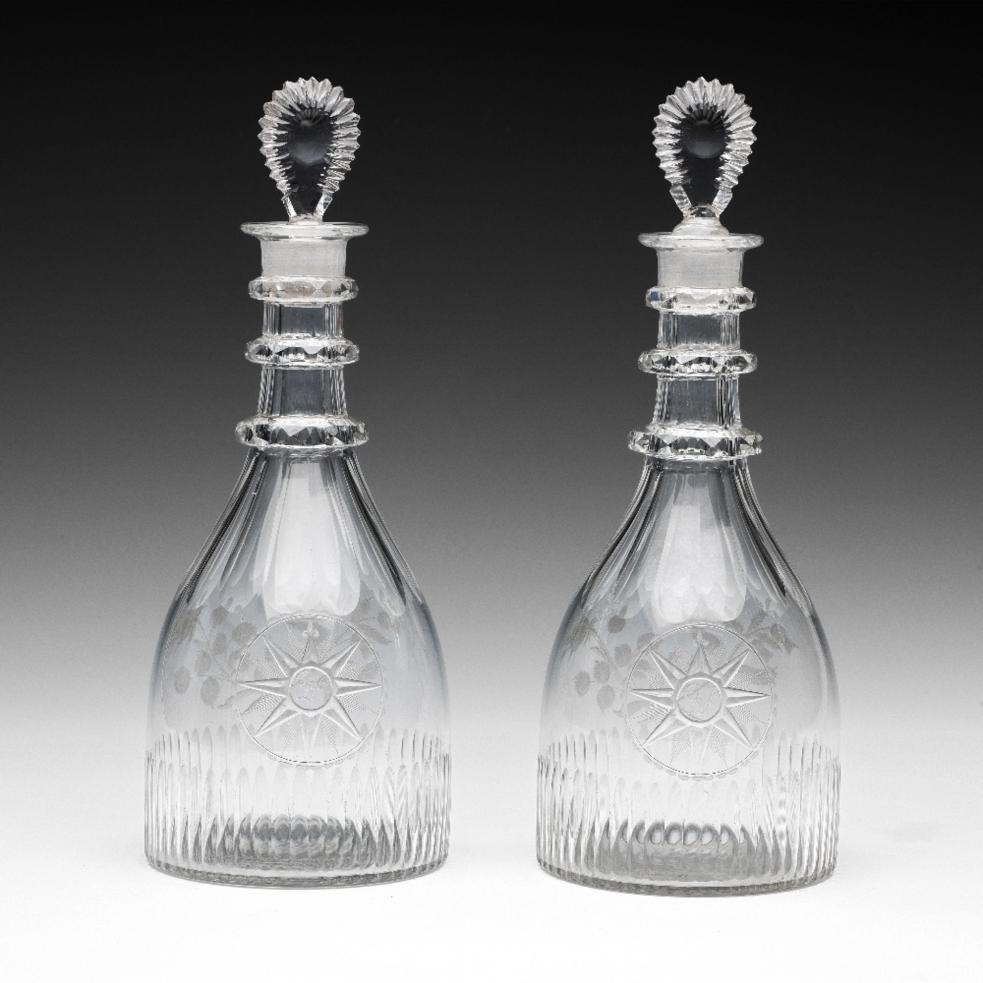 Jacobite significance: A pair of George III decanters Circa 1780