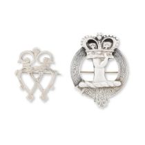 A silver Inverness Luckenbooth brooch and a clan Robertson brooch