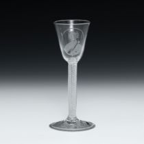 A Jacobite engraved portrait wine glass Circa 1750