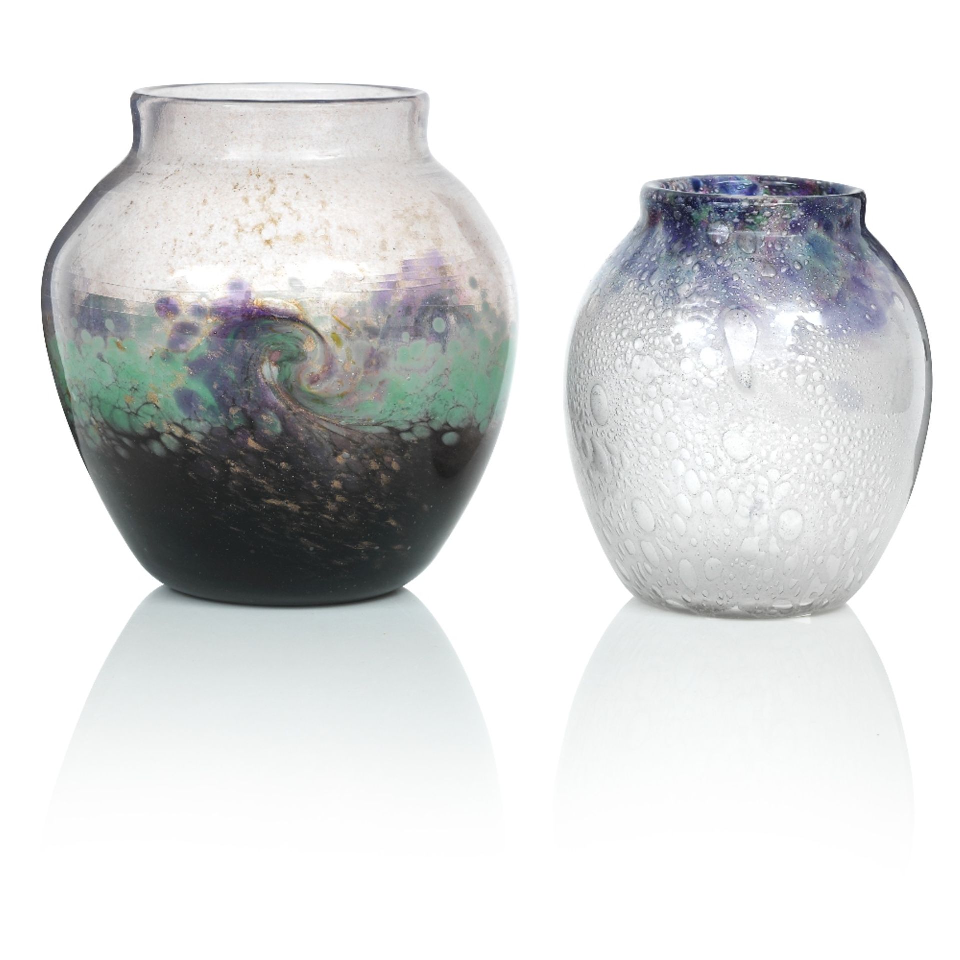 Two Monart glass vases