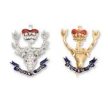 Regimental Interest: A Seaforth Highlanders gem-set brooch and a similar 9ct gold and enamel brooch