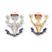 Regimental Interest: A Seaforth Highlanders gem-set brooch and a similar 9ct gold and enamel brooch