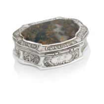 A William IV silver and agate table snuff box Makers mark apparently G&A, Edinburgh, 1834