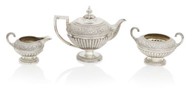 A matched George III/IV three piece silver tea service By Robert Gray & Son Glasgow 1819/20/27 (3)