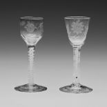 Two wine glasses of possible Jacobite significance Circa 1760