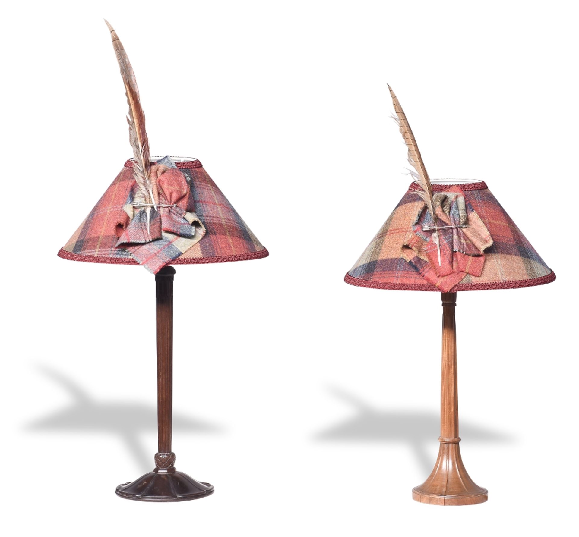 Two similar 20th century walnut table lamps probably by Whytock & Reid (2)