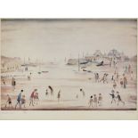 Laurence Stephen Lowry R.A. (British, 1887-1976) On The Sands Offset lithograph in colours, on wo...