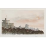 HM King Charles III (British, born 1948) Windsor Castle North Aspect Lithograph in colours, 1991,...