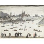 Laurence Stephen Lowry R.A. (British, 1887-1976) Crime Lake Offset lithograph in colours, 1972, o...