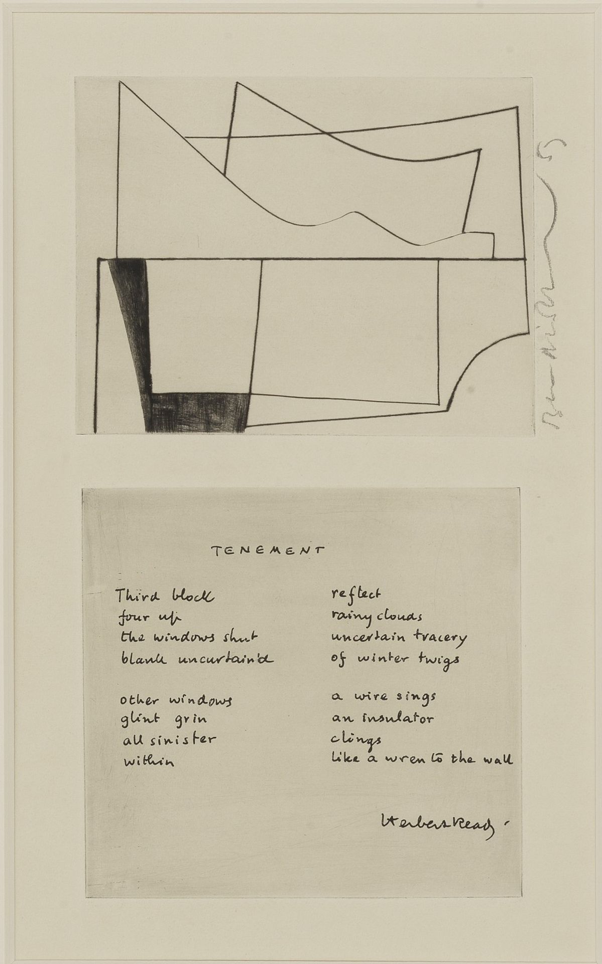 Ben Nicholson O.M. (British, 1894-1982) Tenement, from 21 Etchings and Poems Drypoint, 1957, on B...