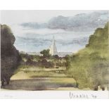 HM King Charles III (British, born 1948) Tetbury Church Lithograph in colours, 1998, on wove pape...