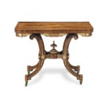 A Regency rosewood and parcel gilt 'scissor-action' card table attributed to George Oakley