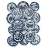 A collection of late 18th/early 19th century Chinese blue and white plates and dishes