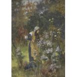 George Sheridan Knowles RI, RBA, ROI, RCA (British, 1863-1931) Picking flowers in a summer garde...