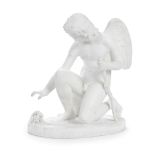 A 19th century carved white marble figure of Cupid probably Italian