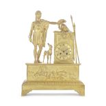 An early 19th century French gilt bronze figural mantle clock