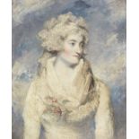 English School, early 19th Century Portrait of a lady in a white dress