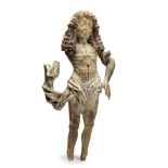 A carved limewood fragmentary figure of St. Sebastian probably South German, 16th / 17th century