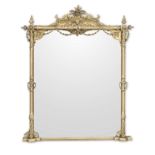 A late Victorian giltwood and gilt composition overmantel mirror