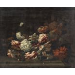 Circle of Jean-Baptiste Monnoyer (Lille 1636-1699 London) Still life of roses and chrysanthemums...