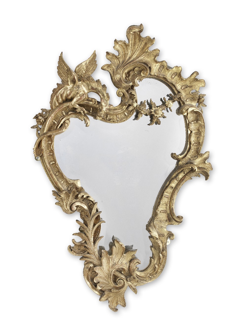A late 19th century gilt composition mirror in the Louis XV Rococo style