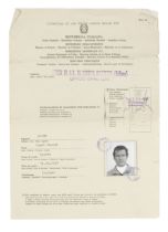 A group of international travel documents including a permit relating to Sir Roger Moore filming...