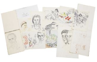 Sir Roger Moore (British, 1927-2017) A personal portfolio of original drawings, sketches and stu...