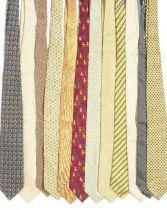 A selection of twelve silk ties belonging to Sir Roger Moore