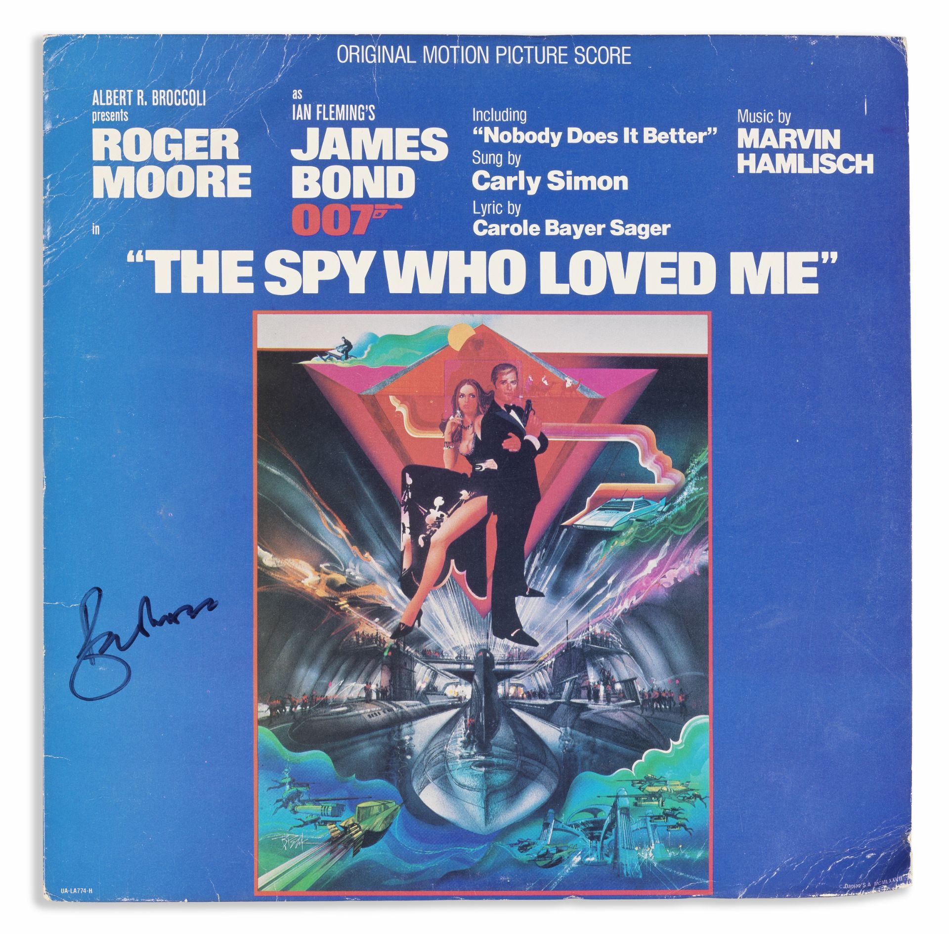 A signed The Spy Who Loved Me vinyl motion picture soundtrack