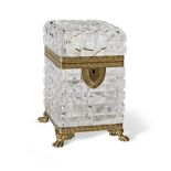 A 20th century French gilt-metal and cut glass box and cover