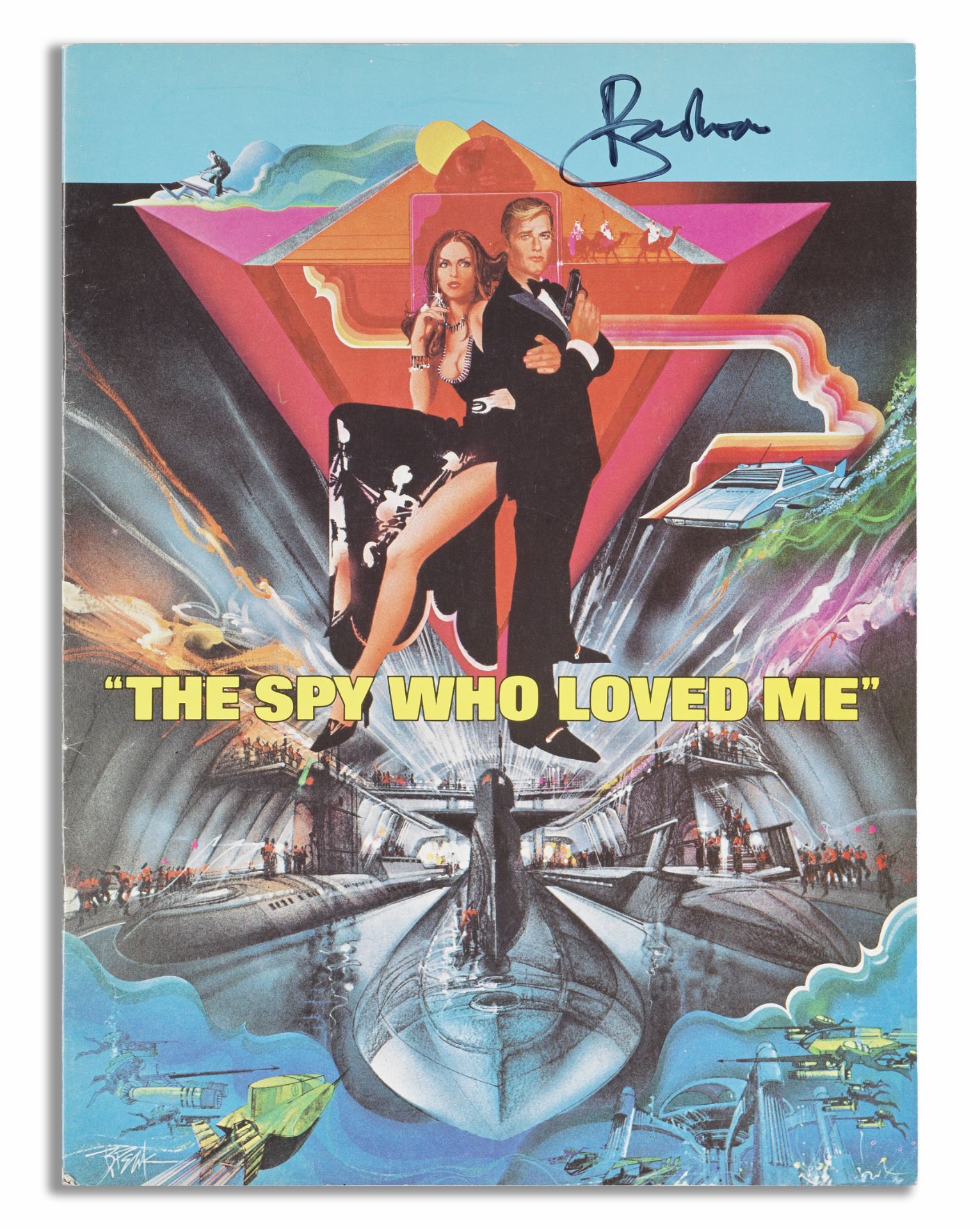 A film programme for The Spy Who Loved Me signed by Sir Roger Moore 1977