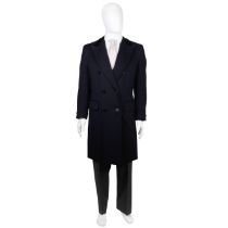 A Cyril Castle navy cashmere double-breasted Chesterfield coat made for Sir Roger Moore in Live ...